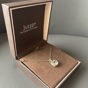 Green Quartz Necklace 1/10 ct tw Diamonds Sterling Silver